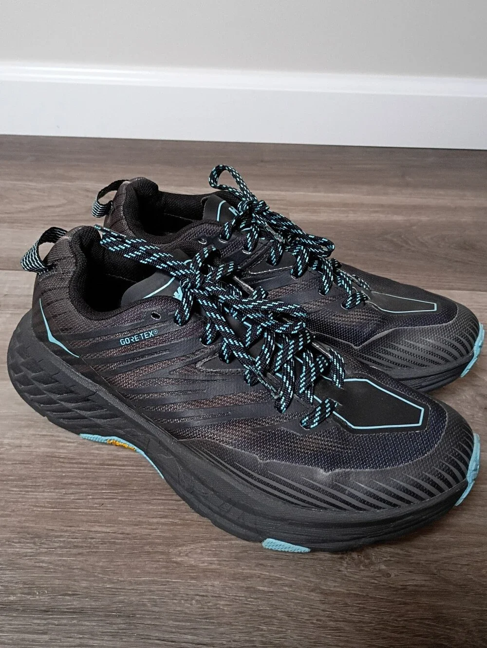 HOKA One Women's Speedgoat 4 GTX Anthracite/Dark Gull Grey Athletic Hiking Shoes